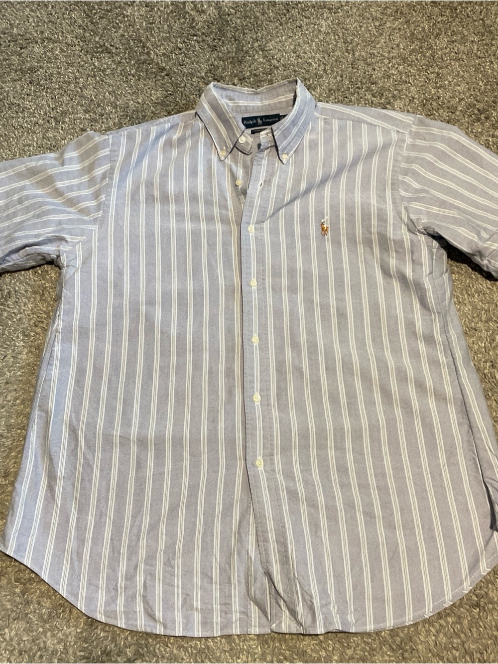 Ralph Lauren Light Blue and White Vertical Stripe Button-Down Shirt